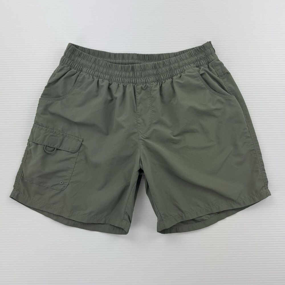 Columbia Womens Green Nylon Fishing Shorts Elastic Waist Hiking Omni Shade L